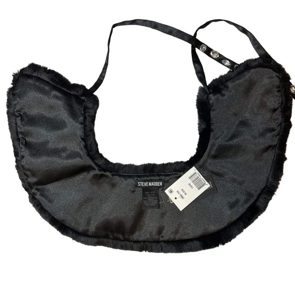 Steve Madden Black Faux Fur Collar New‎